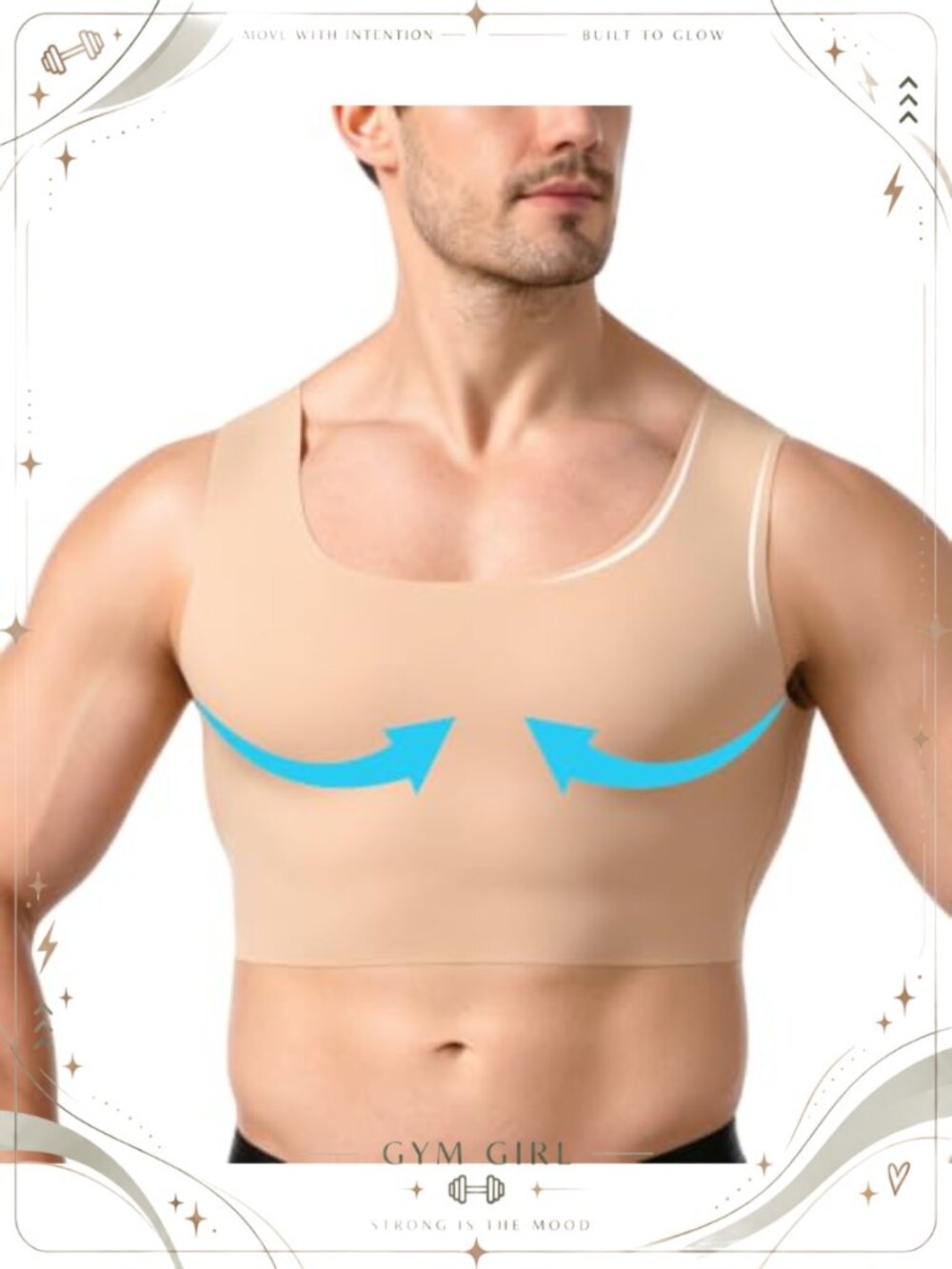 Men's Compression Tank Top Chest Binder Slimming Shapewear Nylon Spandex